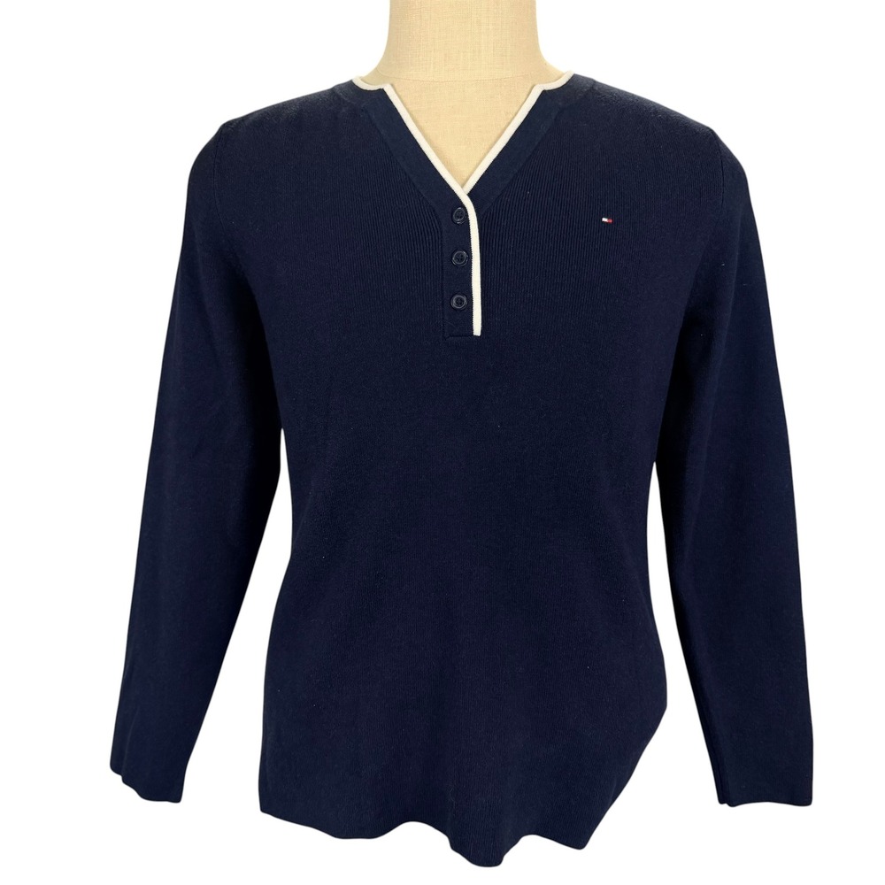 Tommy Hilfiger Mens Cotton Blend Henley Top Knit Long Sleeve Sweater XL NWT